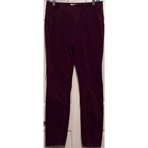 E V 1 Women's Velvet Bordeaux Red Jeggings Size 8‎